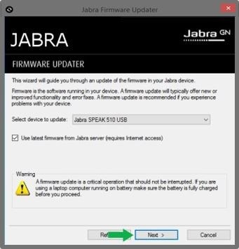 Jabra Evolve Series Certified For MS Teams 4 Step 4 firmware updater