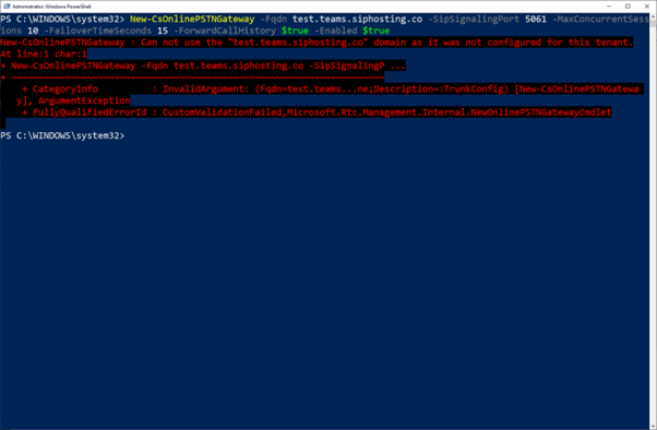 Teams Calling Configuration & Setup 6 error in setup
