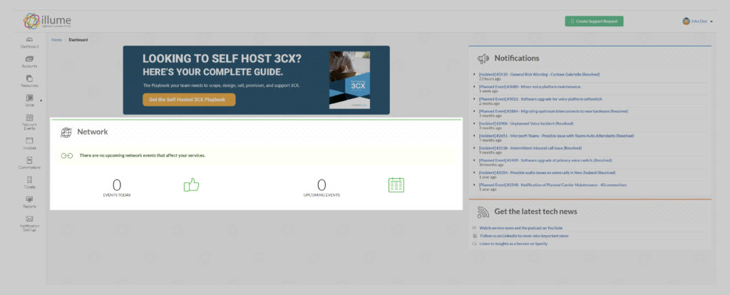 illume homescreen 4 illume dashboard - network