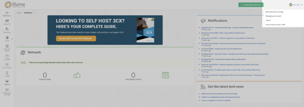 illume homescreen 6 illume dashboard - notifications settings